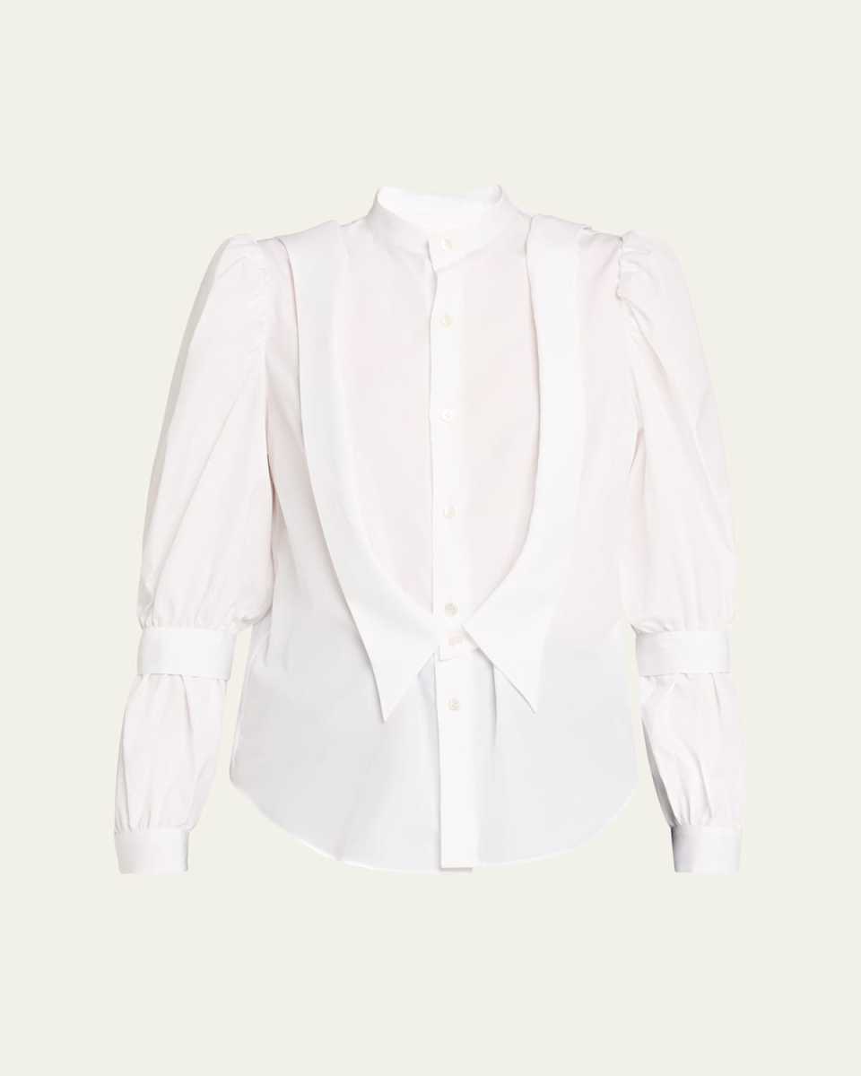 Parachute-Sleeve Poplin Blouse